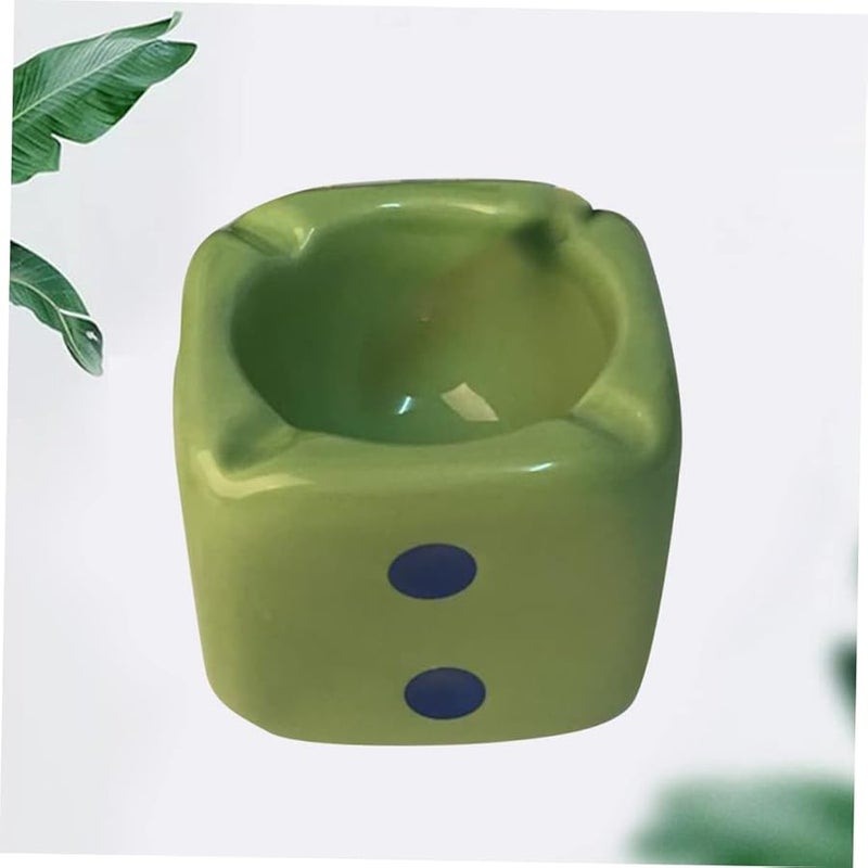 Creative Green Ceramic Dice Shaped Ashtray Stylish Desktop Ornament for Home Office Decor - Image 3